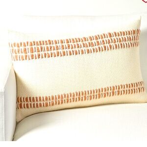 NWT Pottery Barn Reed Striped Lumbar Pillow Adobe 16x26